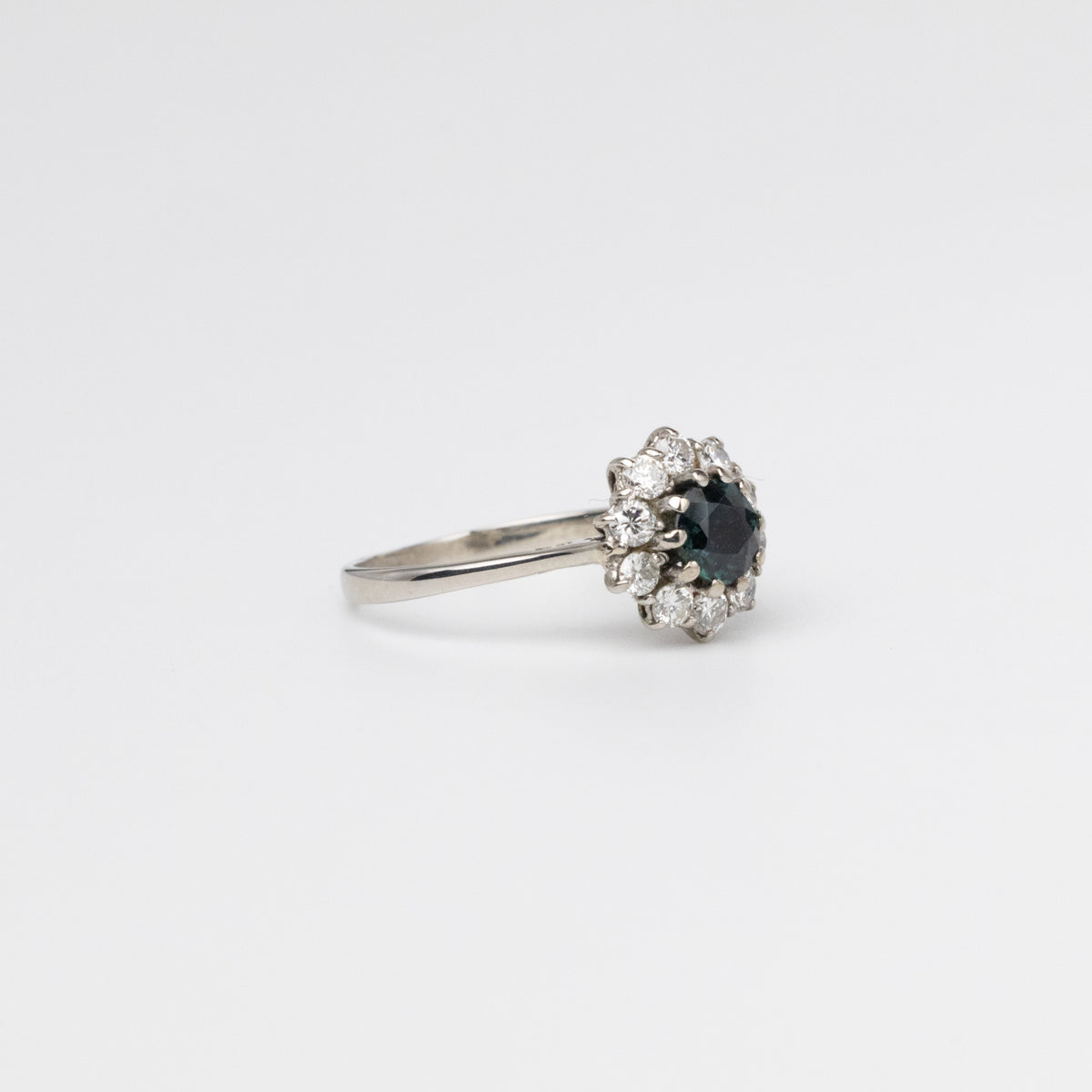 Sapphire And Diamond Cluster Ring