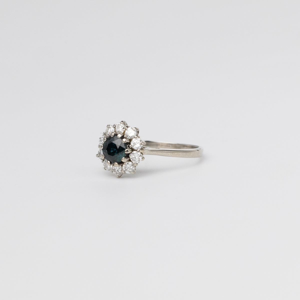 Sapphire And Diamond Cluster Ring