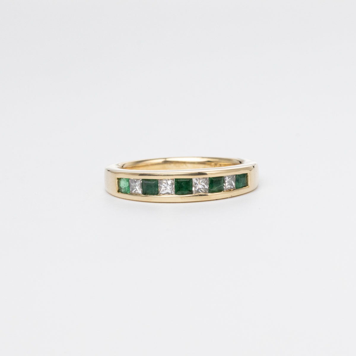 Emerald And Diamond Channel Set Eternity Ring