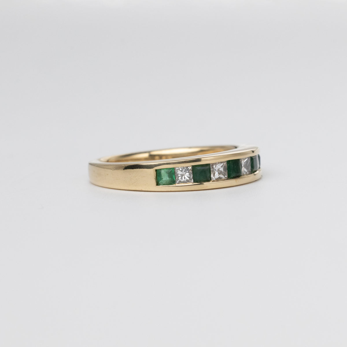 Emerald And Diamond Channel Set Eternity Ring