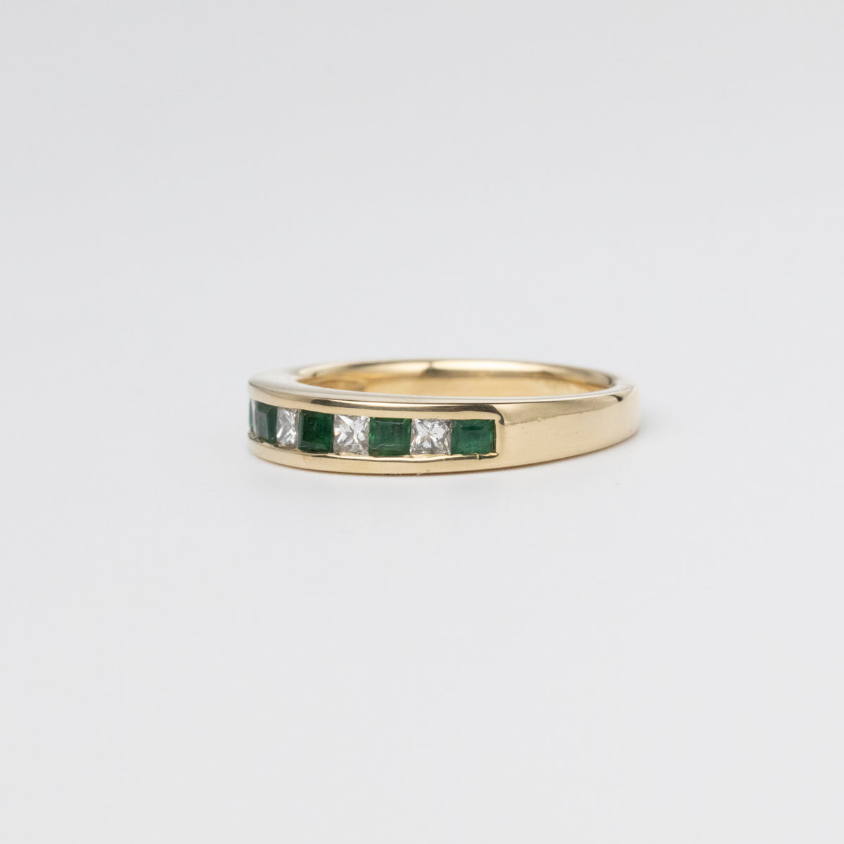 Emerald And Diamond Channel Set Eternity Ring
