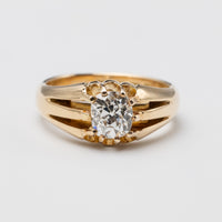 1.41 Carat Old Mine Cut Diamond 18K Gold Signet Ring