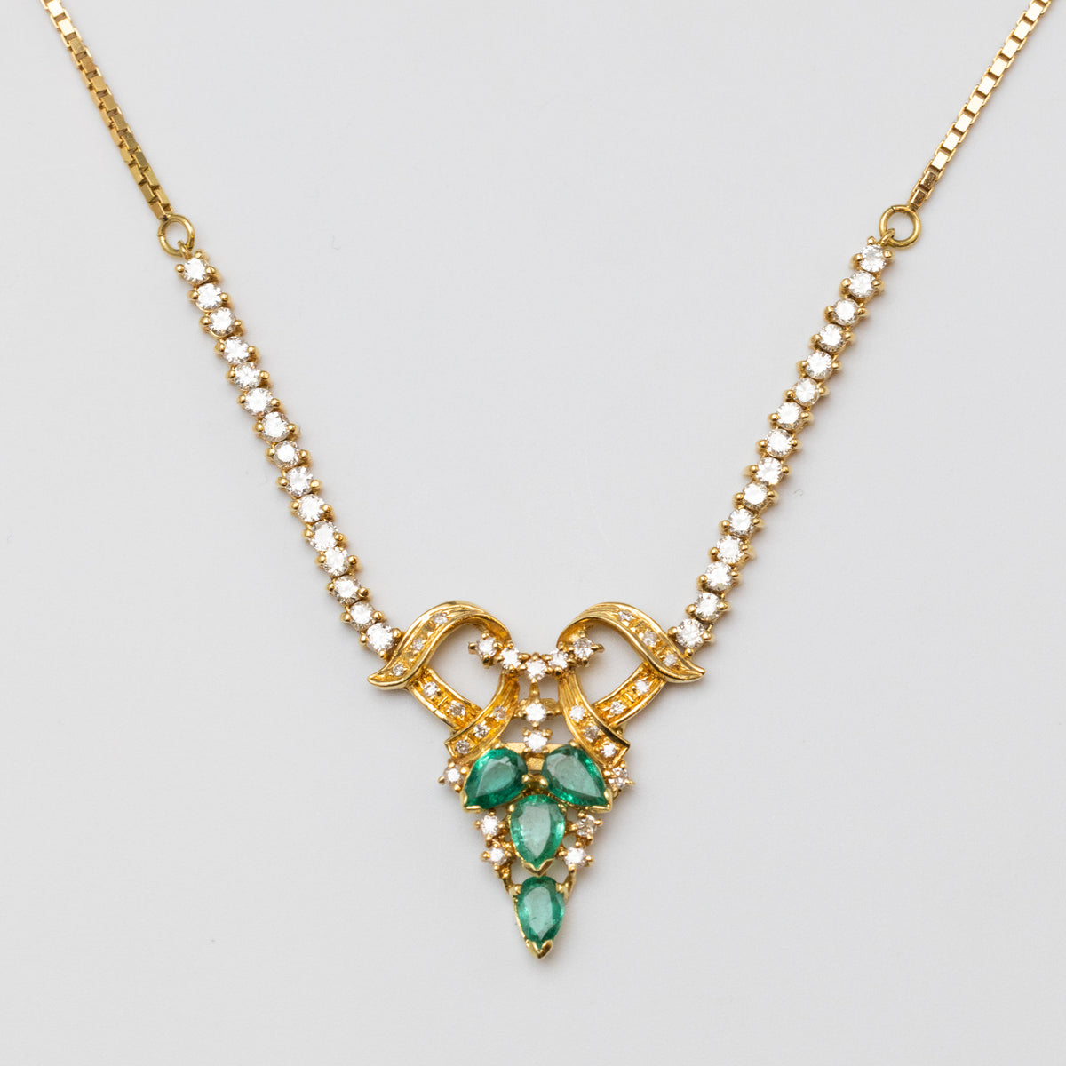 18K Emerald And Diamond Necklace