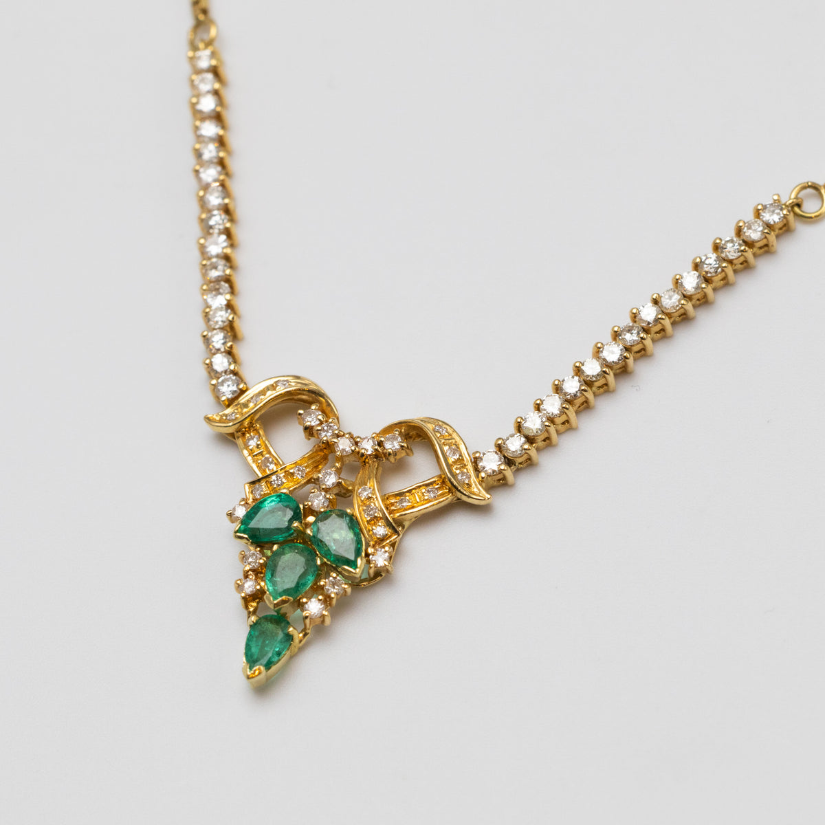 18K Emerald And Diamond Necklace