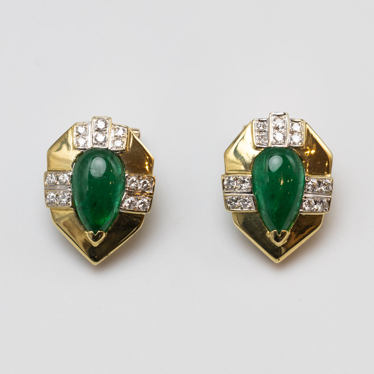 18K Emerald And Diamond Earrings
