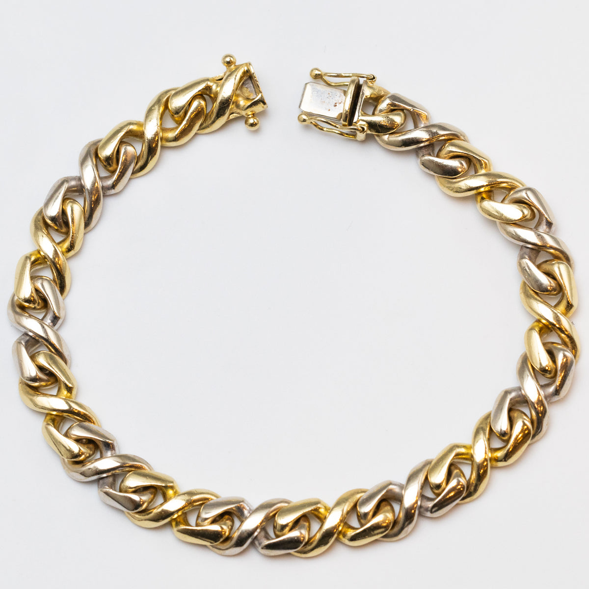 18K Fancy Link Yellow And White Gold Bracelet front