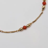 9K Gold And Red Bead Necklace