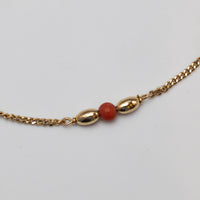 9K Gold And Red Bead Necklace