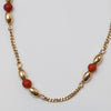9K Gold And Red Bead Necklace