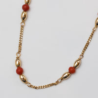 9K Gold And Red Bead Necklace