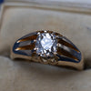1.41 Carat Old Mine Cut Diamond 18K Gold Signet Ring