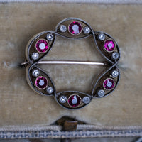Vintage Ruby And Diamond Brooch