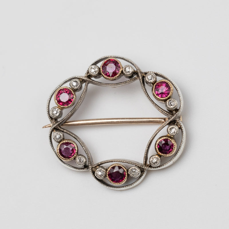 Ruby And Diamond Brooch Front zoomed out