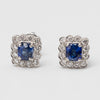 Sapphire And Diamond Cushion Cut Studs
