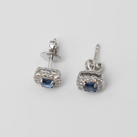 Sapphire And Diamond Cushion Cut Studs