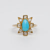 Old Cut Diamond And Turquoise Ring