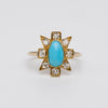 Old Cut Diamond And Turquoise Ring