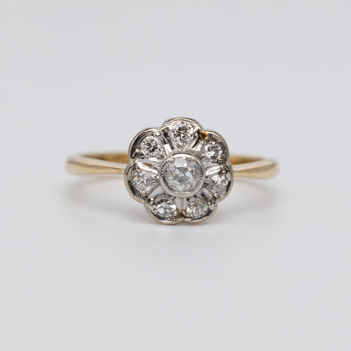 Old Cut Diamond Flower Ring