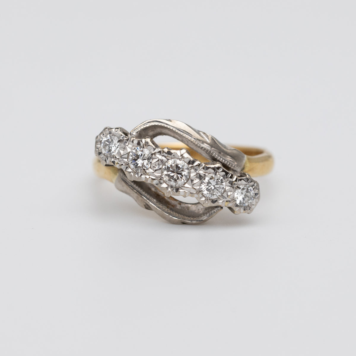Platinum And Gold Diamond Twist Ring