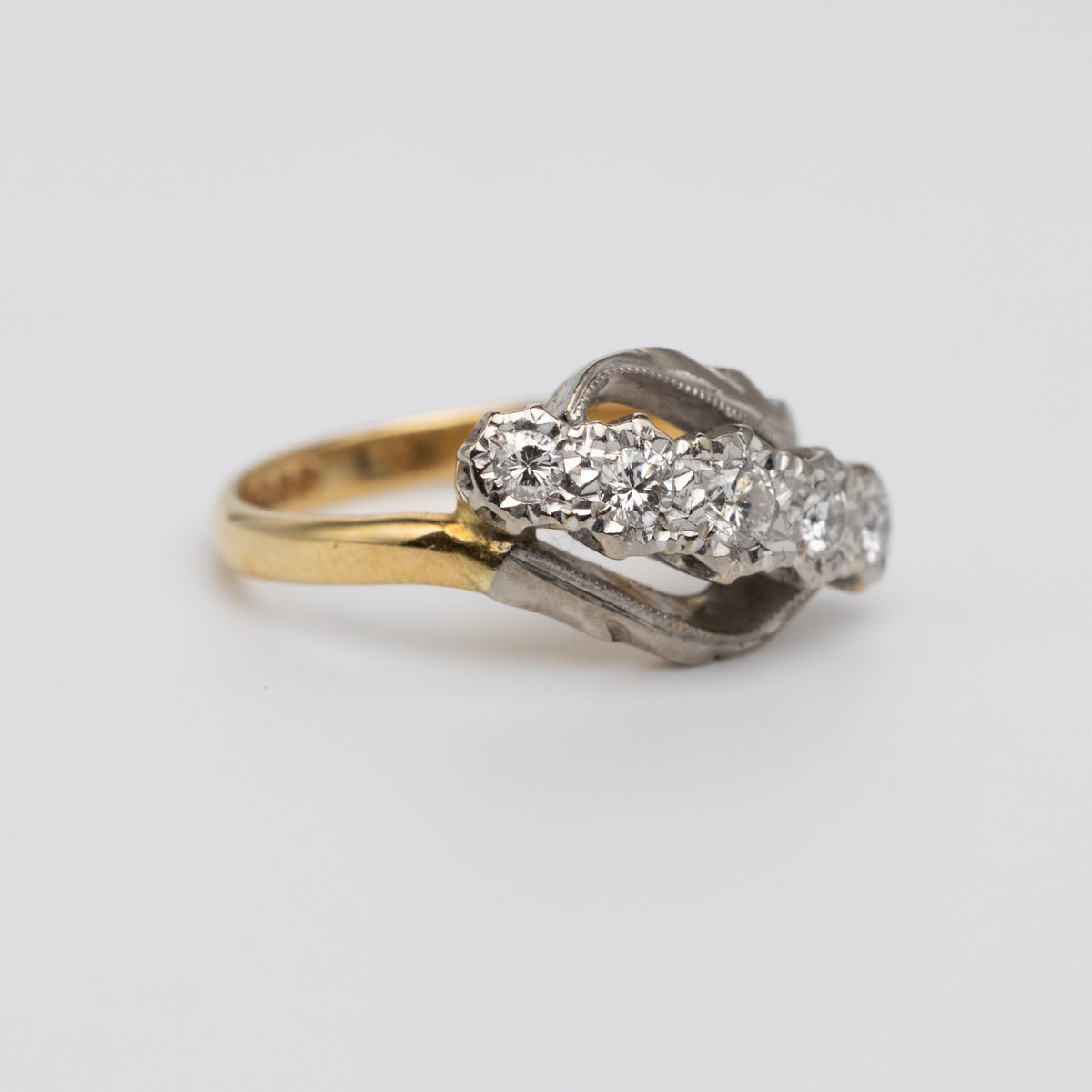 Platinum And Gold Diamond Twist Ring
