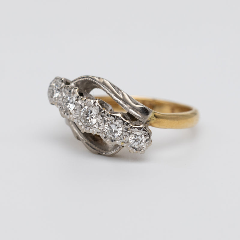 Platinum And Gold Diamond Twist Ring