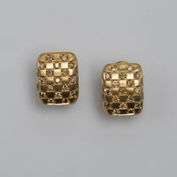 Cognac Diamond Gold Clip-On Earrings