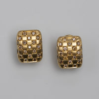 Cognac Diamond Gold Clip-On Earrings