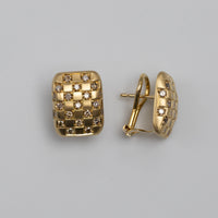 Cognac Diamond Gold Clip-On Earrings