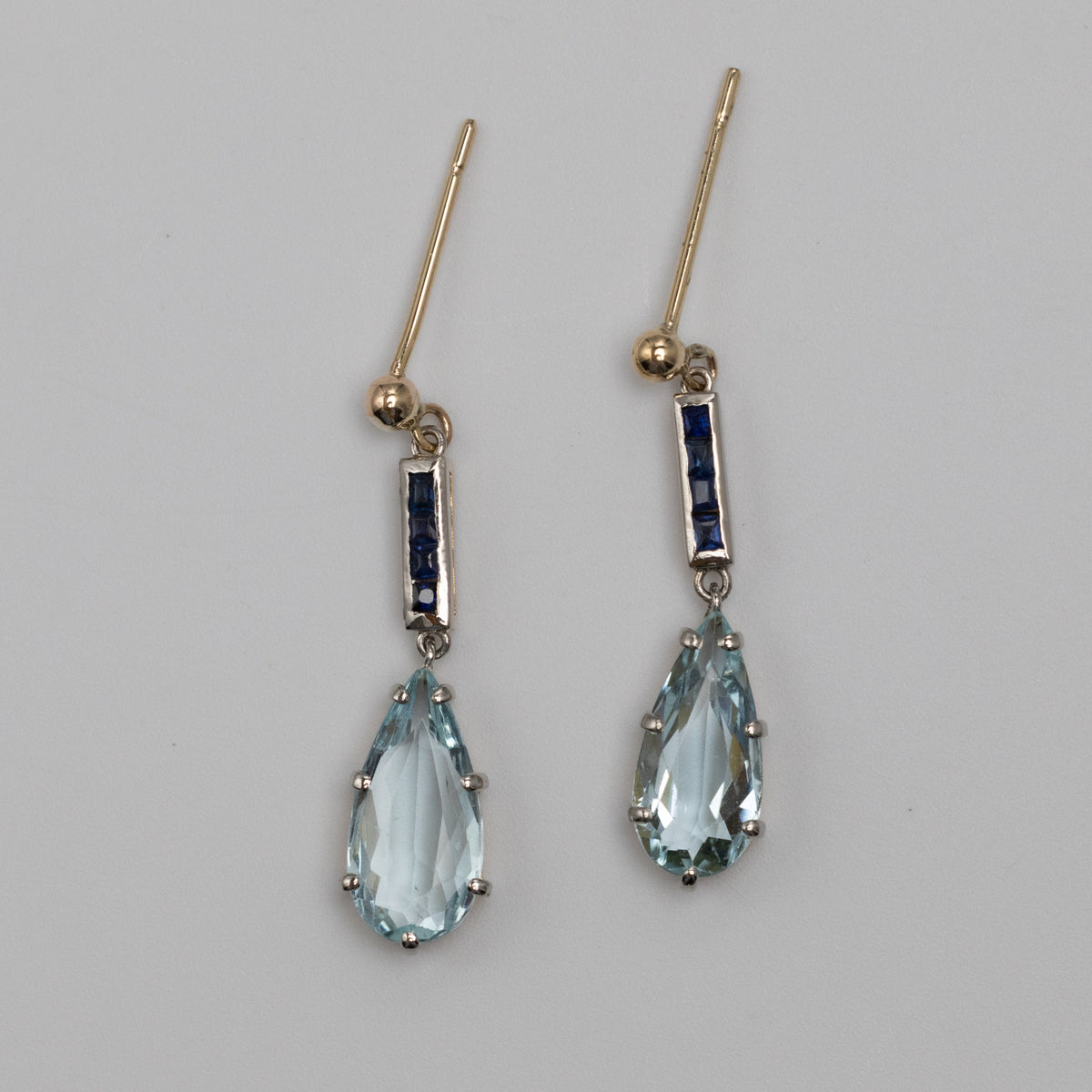 Vintage Aqua Marine And Sapphire Earrings