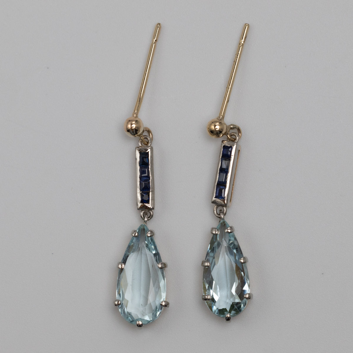 Vintage Aqua Marine And Sapphire Earrings