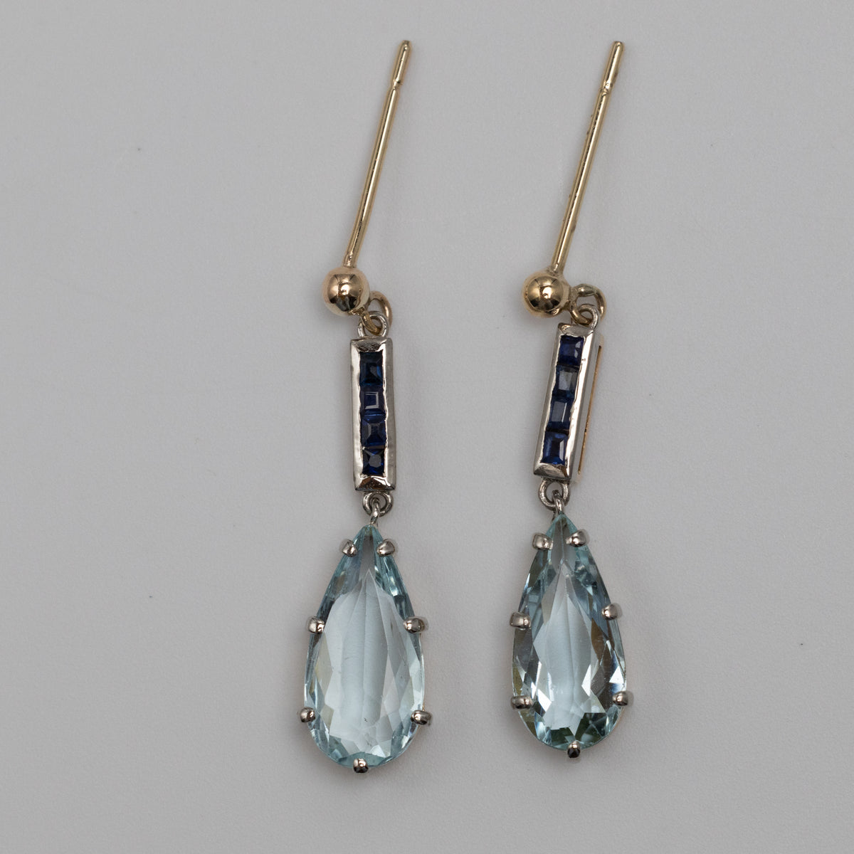 Vintage Aqua Marine And Sapphire Earrings