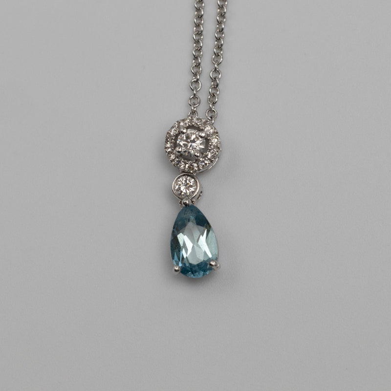 Aquamarine And Diamond Pendant