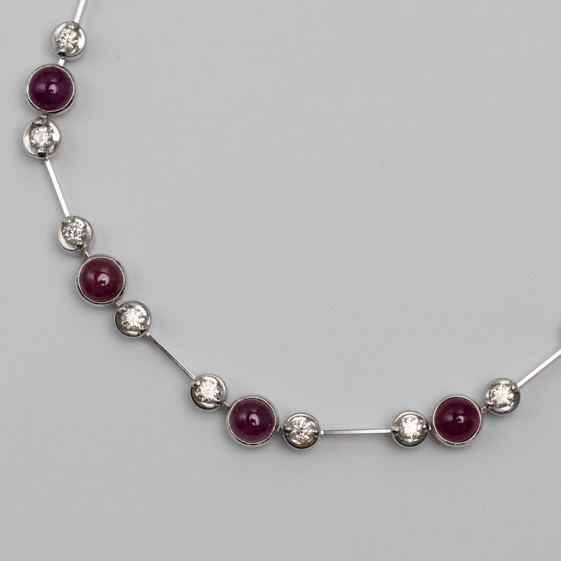Cabochon Ruby And Diamond Bracelet