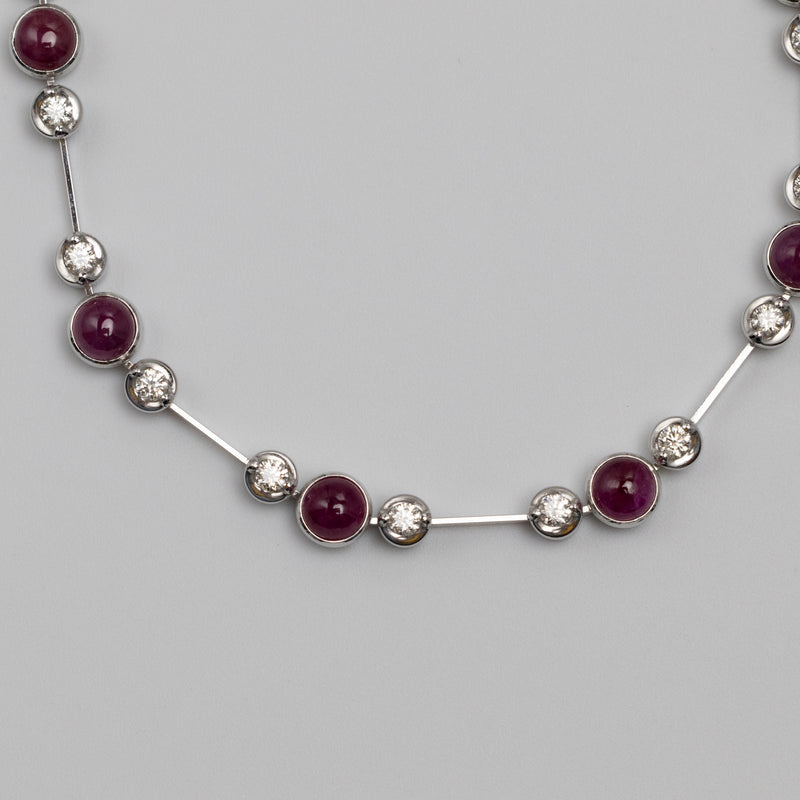 Cabochon Ruby And Diamond Bracelet