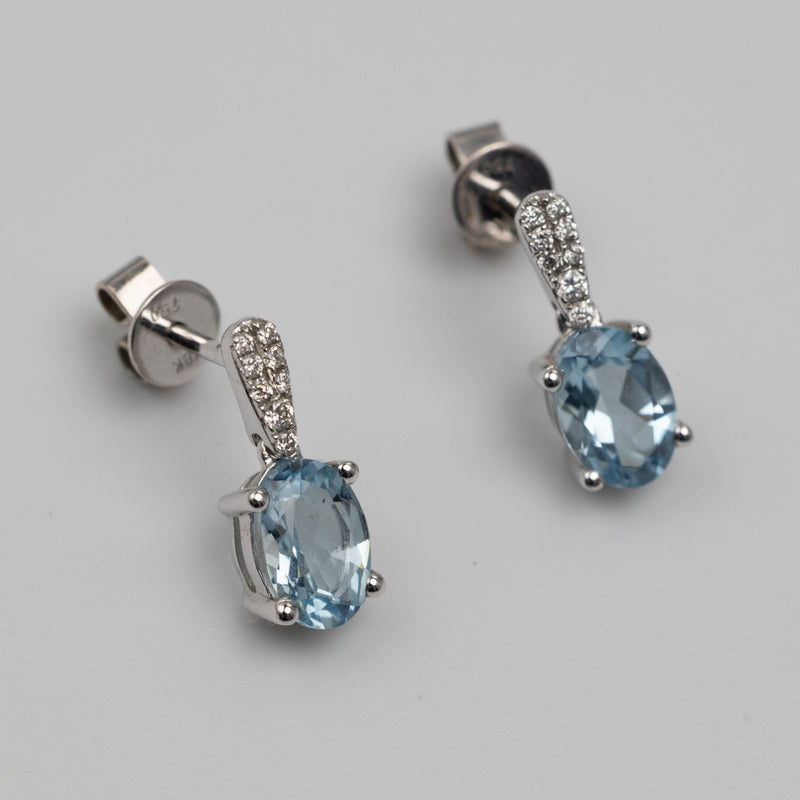 Aquamarine And Diamond Earrings