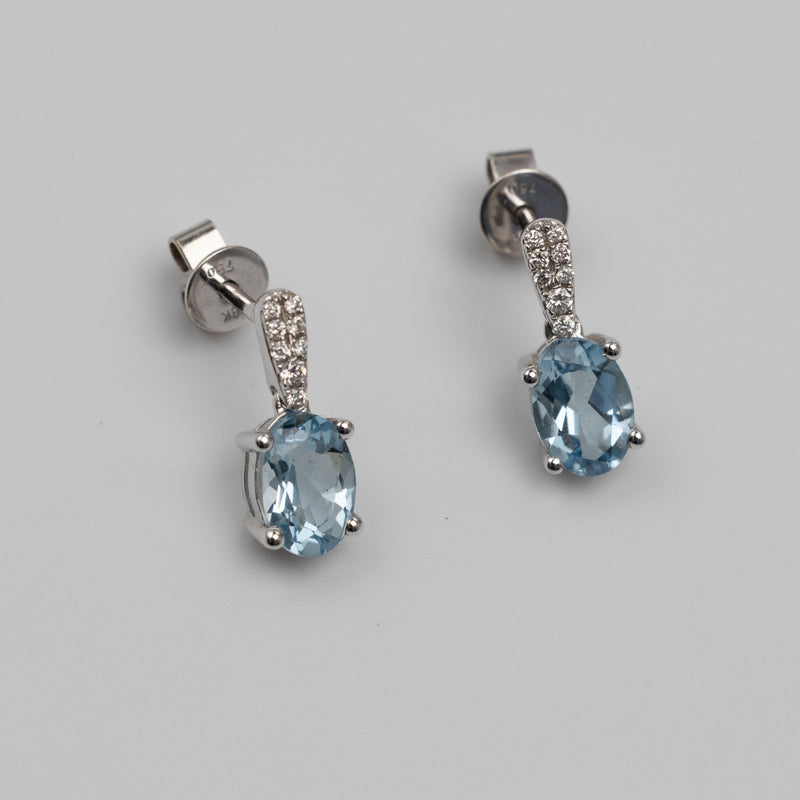 Aquamarine And Diamond Earrings
