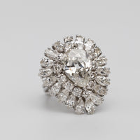 Vintage Old Cut 2.4 Carat Pear Shaped Diamond Cocktail Ring