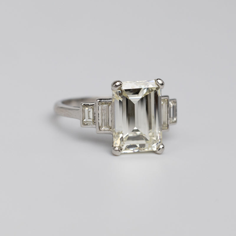 Vintage GIA Certified 3.7 Carat Emerald Cut Diamond Engagement Ring