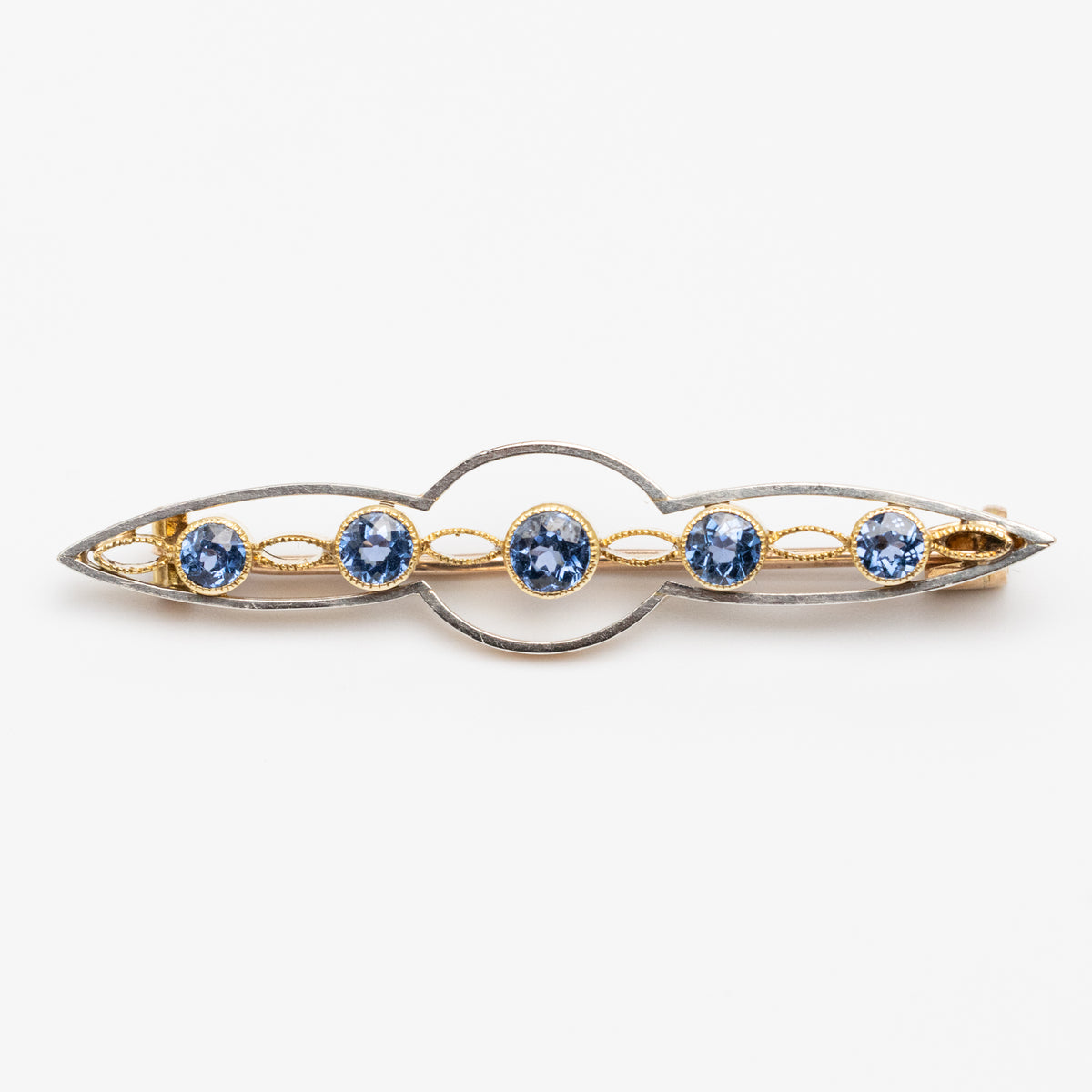 Edwardian Sapphire Gold And Platinum Brooch