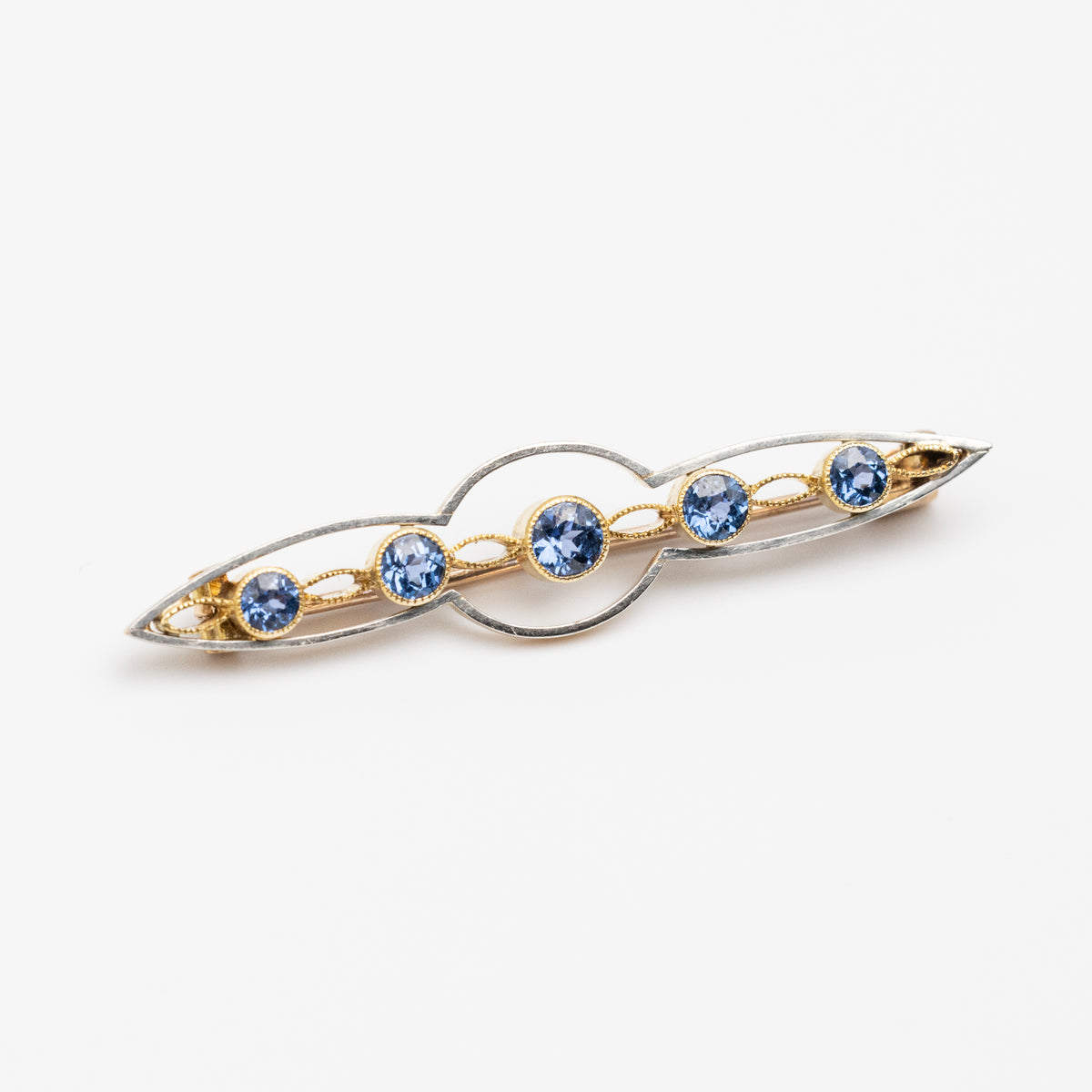 Edwardian Sapphire Gold And Platinum Brooch