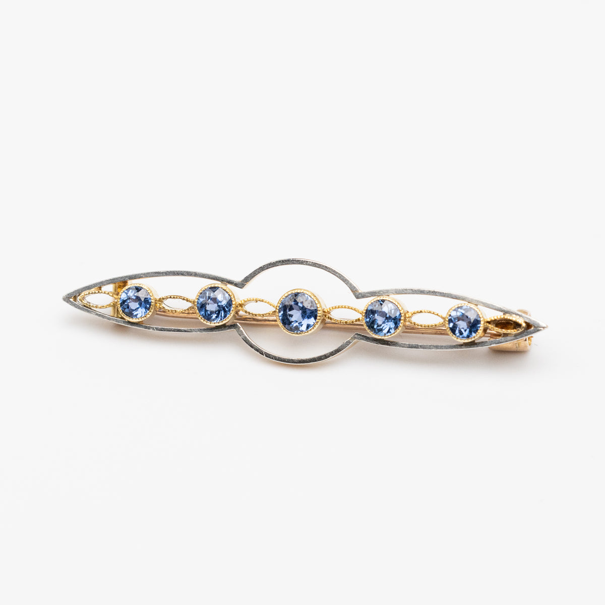Edwardian Sapphire Gold And Platinum Brooch