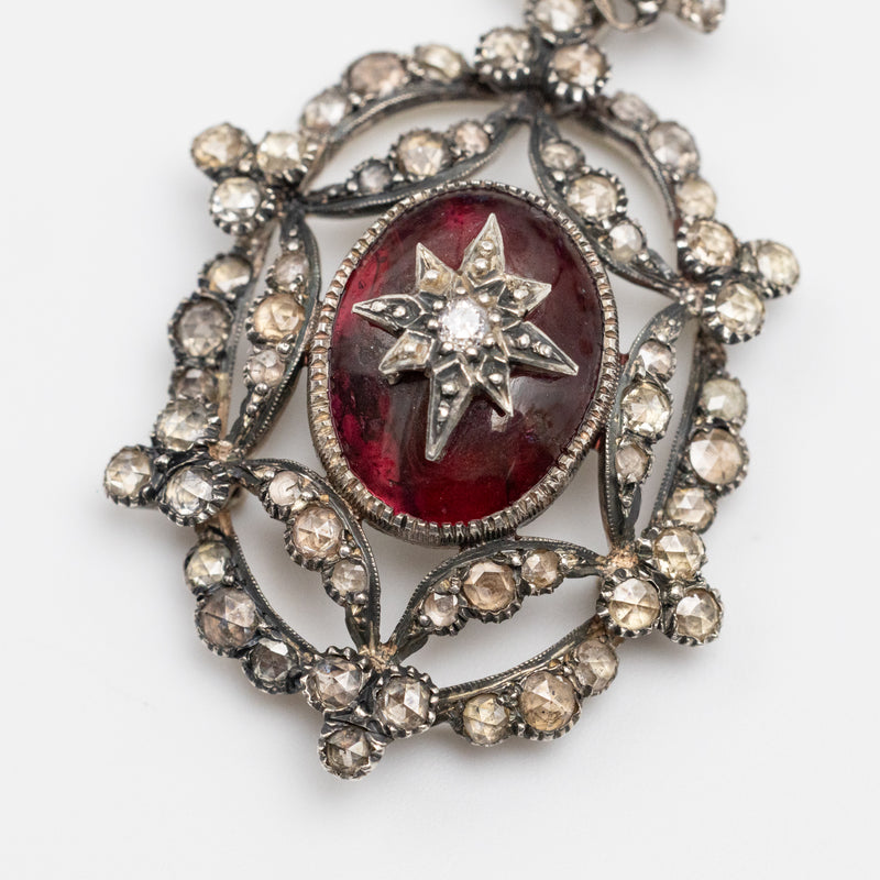 Victorian Garnet And Rose-Cut Diamond Pendant
