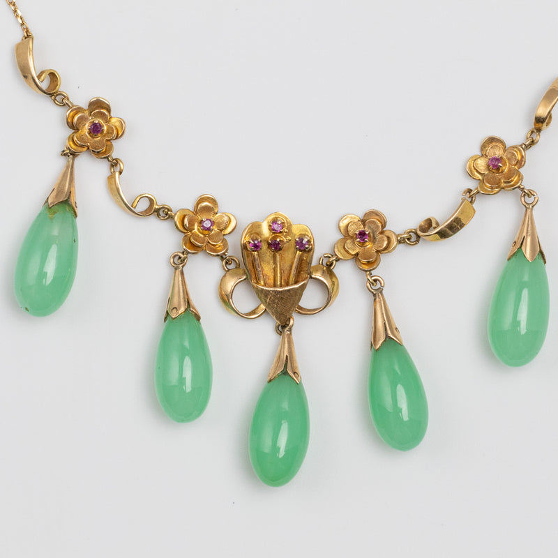 Gorgeous Ruby And Jade Necklace