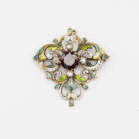 Art Nouveau Ruby Brooch
