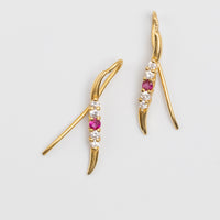 22K Ruby And Diamond Earrings