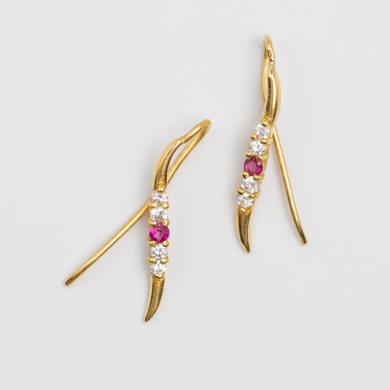 22K Ruby And Diamond Earrings