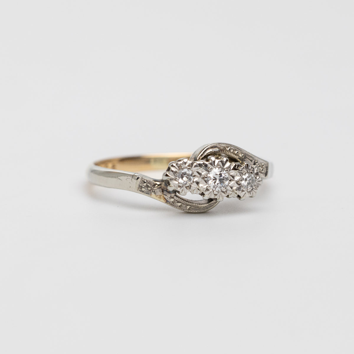 Art Deco Twist Trilogy Ring