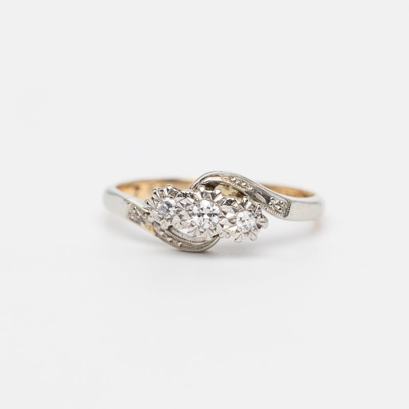 Art Deco Twist Trilogy Ring