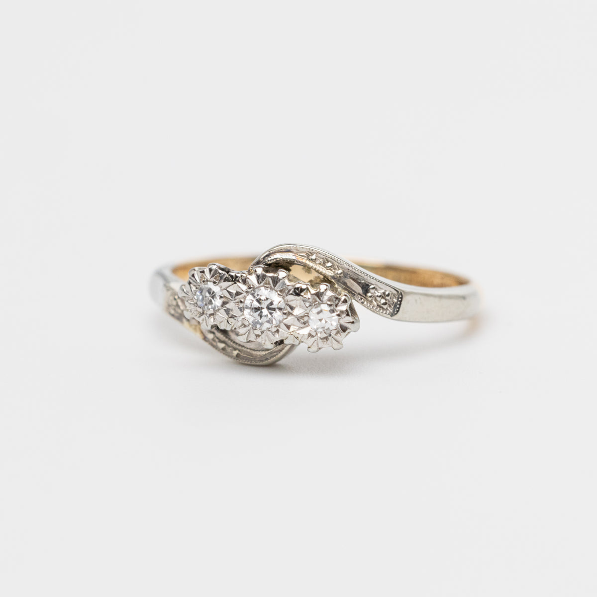 Art Deco Twist Trilogy Ring