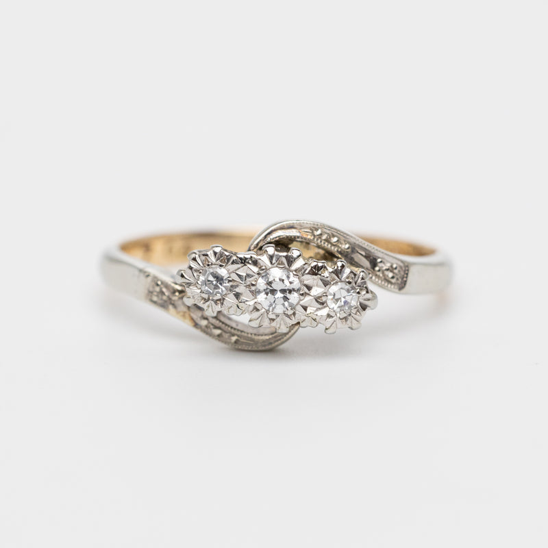 Art Deco Twist Trilogy Ring